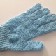blue exfoliating bath gloves